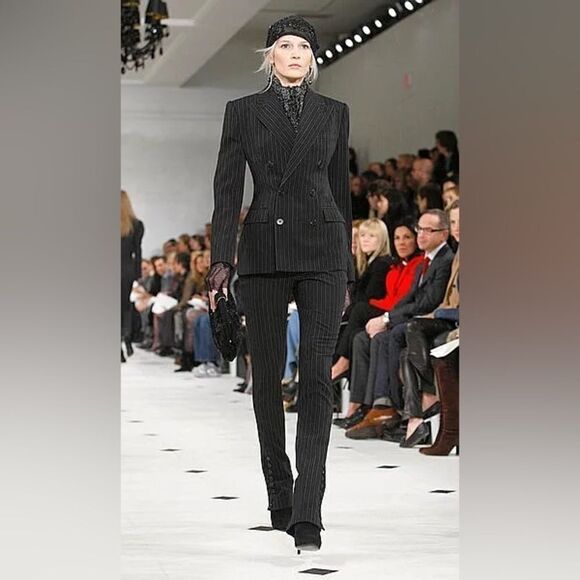 Ralph Lauren Fall 2010 Collection Black Multi Stripe Wool Spat Hem Trouser - Picture 1 of 17